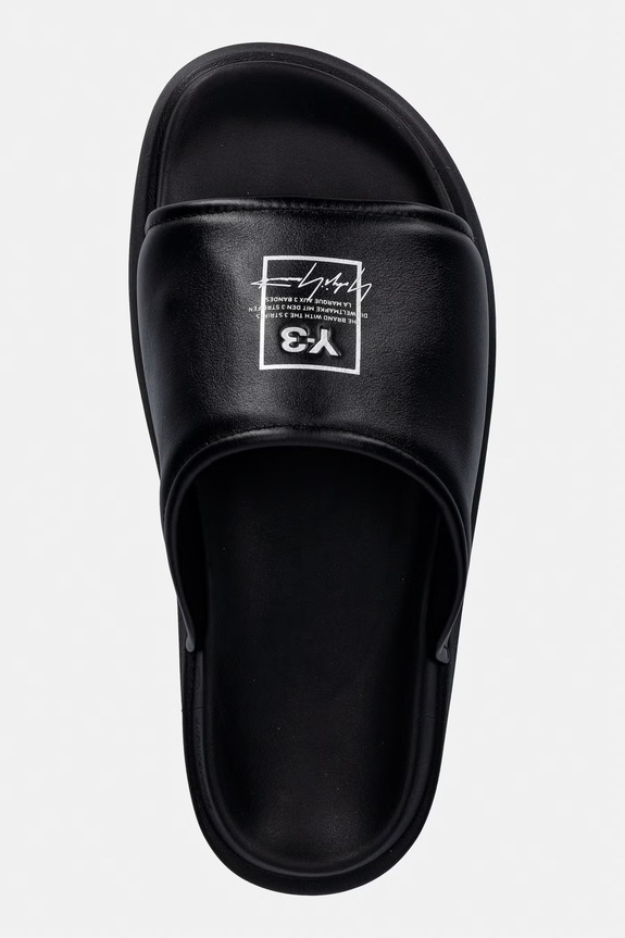 Y-3 SLIDE шльопанці чоловічі шкіряні чорний KI4033