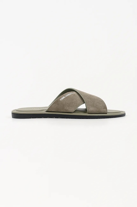 Karl Lagerfeld šľapky pánske semišové Kastor Iv zelená KL70213C.5KH