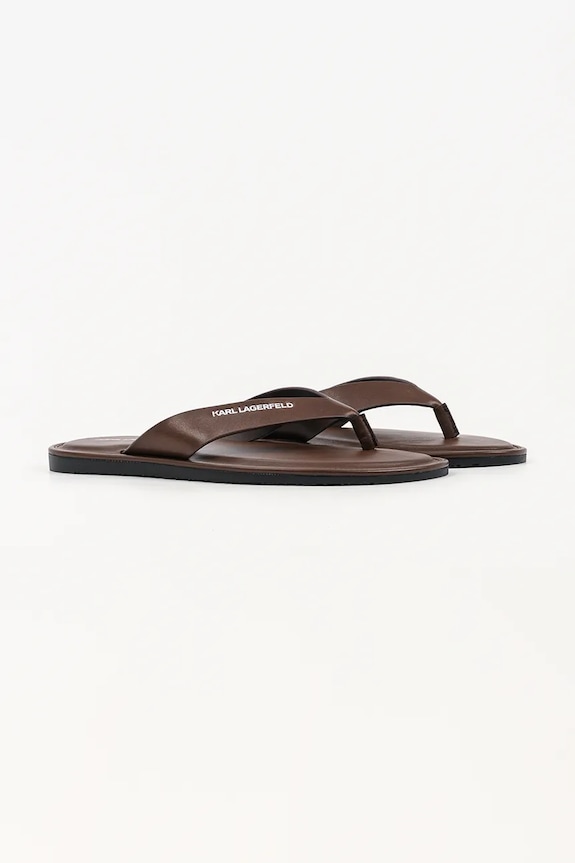 Δερμάτινες σαγιονάρες Karl Lagerfeld Kastor Iv KL70206C.044 καφέ SS26
