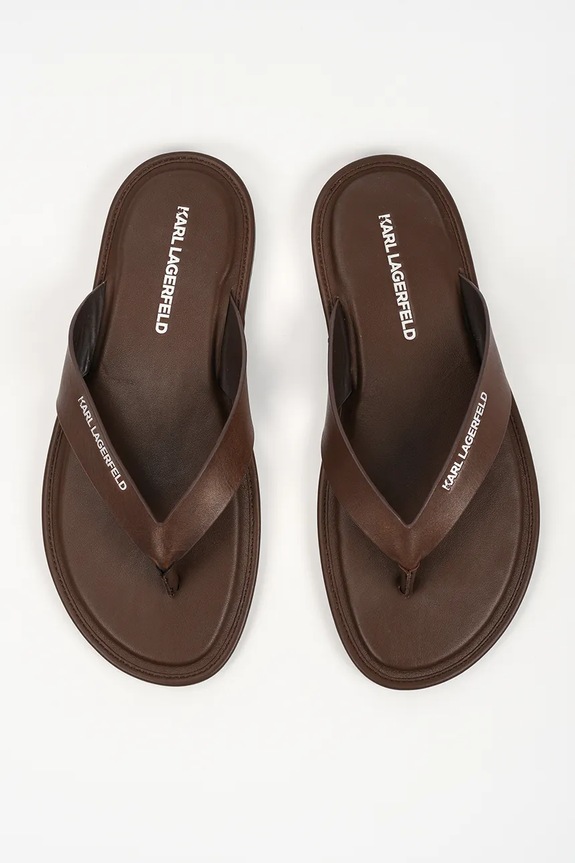 Δερμάτινες σαγιονάρες Karl Lagerfeld Kastor Iv καφέ KL70206C.044