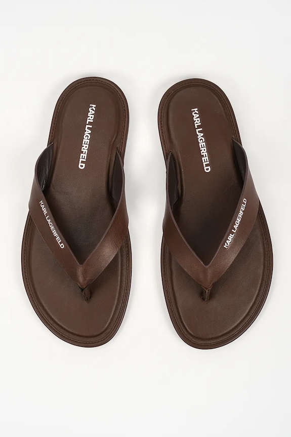 Δερμάτινες σαγιονάρες Karl Lagerfeld Kastor Iv καφέ KL70206C.044