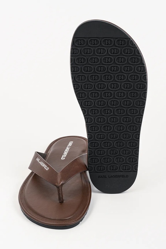Δερμάτινες σαγιονάρες Karl Lagerfeld Kastor Iv KL70206C.044 καφέ