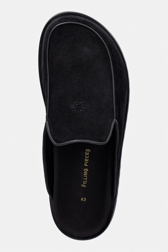 Filling Pieces Clog Suede klapki mules męskie zamszowe czarny 112613332214.130