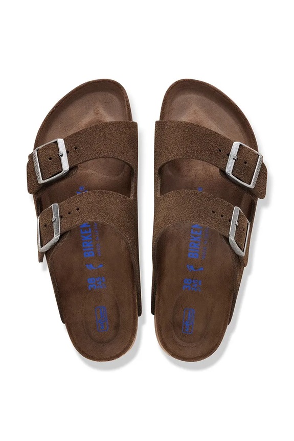Birkenstock papuci din piele întoarsă Arizona SFB LEVE maro 1031602