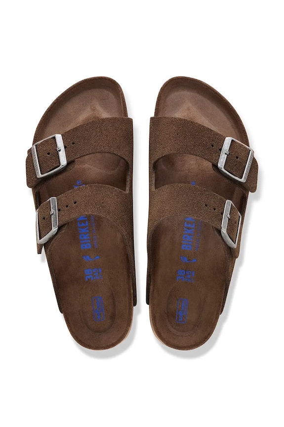 Birkenstock papuci din piele întoarsă Arizona SFB LEVE maro 1031602