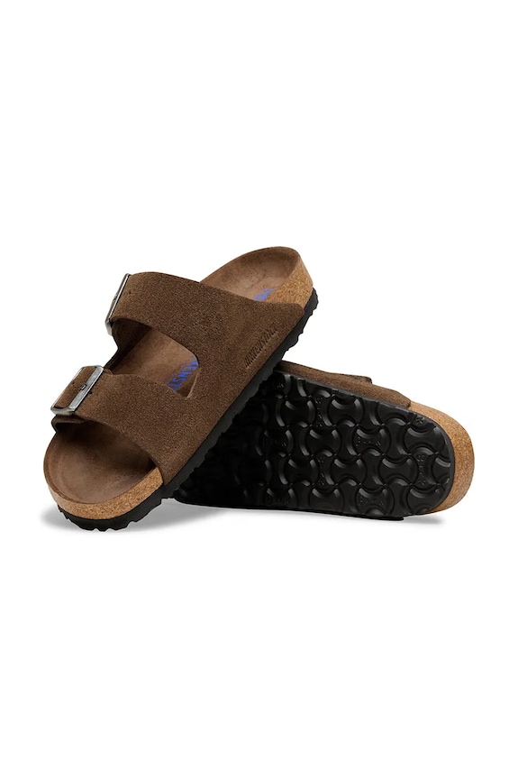 Birkenstock papuci din piele întoarsă Arizona SFB LEVE 1031602 maro