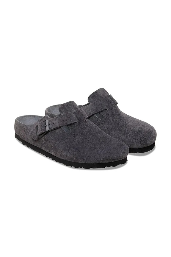 Încălțăminte Birkenstock Boston EXQ LEVE papuci cu toc plat pentru bărbați piele întoarsă 1031485 gri