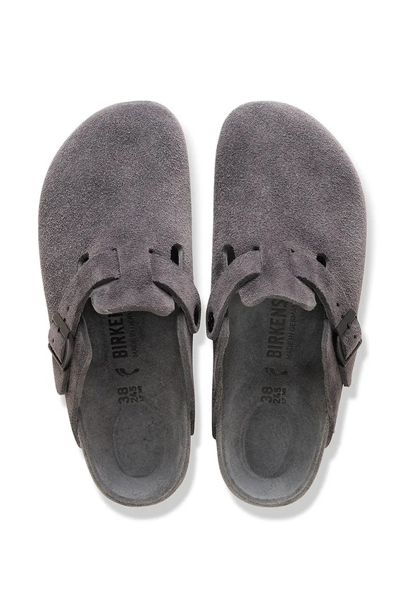 Birkenstock Boston EXQ LEVE papuci cu toc plat pentru bărbați piele întoarsă 1031485 gri