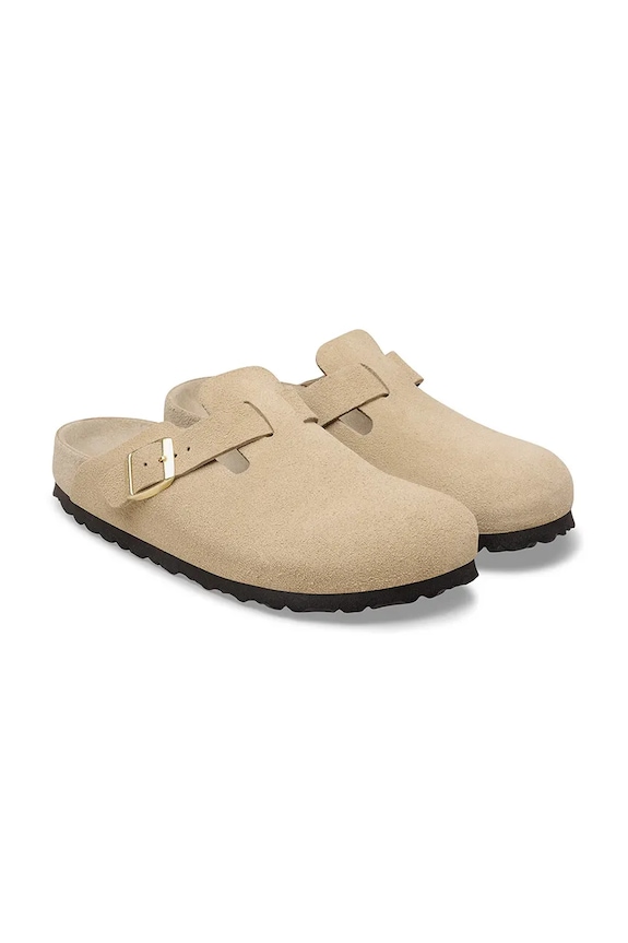 Obuwie Birkenstock Boston EXQ LEVE klapki mules męskie zamszowe 1031466 beżowy