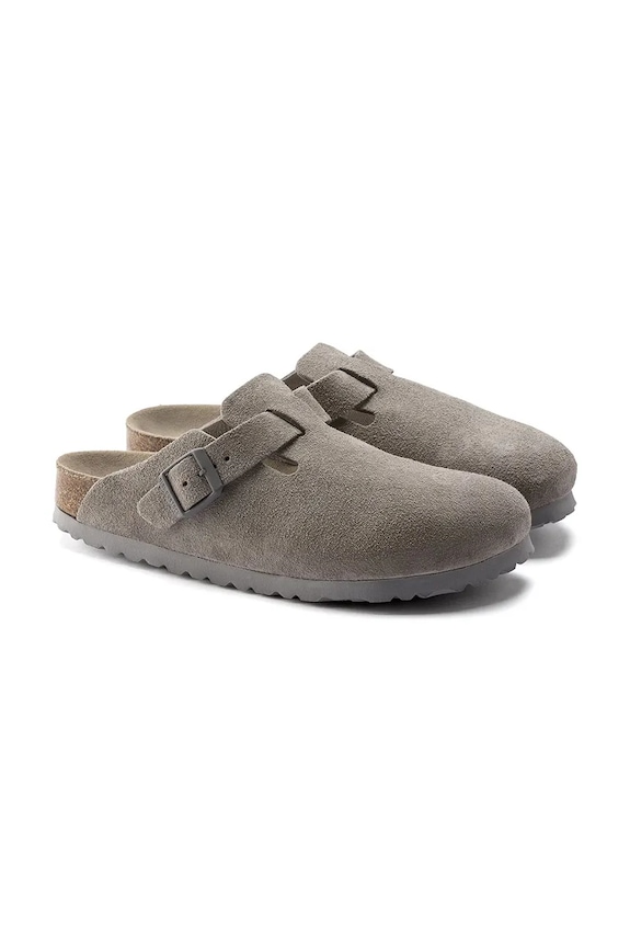 Shoes Birkenstock Boston SFB LEVE Flip-flops flat heeled Men's suede 1020549 gray