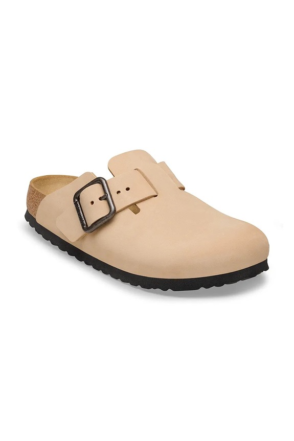 Birkenstock Boston WB LENB papuci cu degetele acoperite bărbătești din piele 1031573 bej SS26