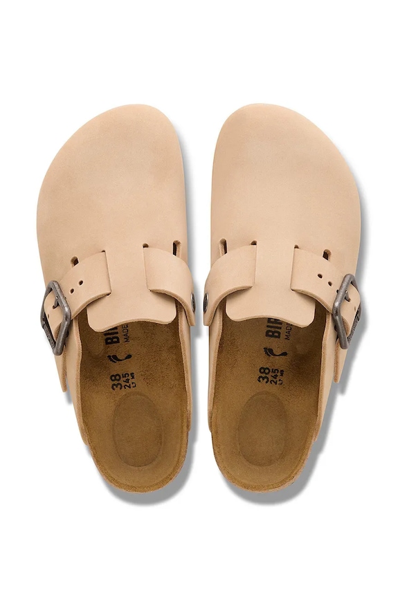 Birkenstock Boston WB LENB papuci cu degetele acoperite bărbătești din piele 1031573 bej