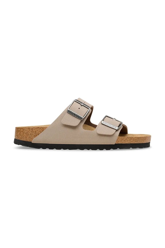 Birkenstock σαγιονάρες Arizona απομίμηση λείου δέρματος μπεζ 1032019