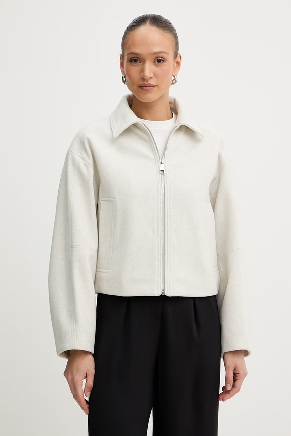 Bunda s prímesou vlny BOSS Orange C Cariana oversize sivá 50552107