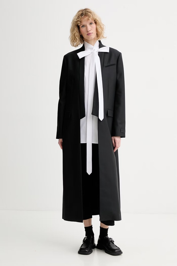 Kenzo płaszcz z dodatkiem wełny FG52MA2459FA czarny SS26