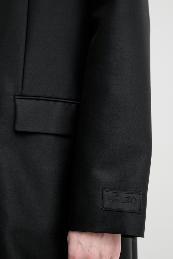 Kenzo płaszcz z dodatkiem wełny FG52MA2459FA czarny