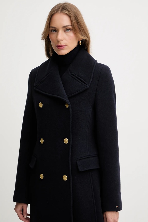 Kaput s dodatkom vune Tommy Hilfiger WW0WW48415 mornarsko plava