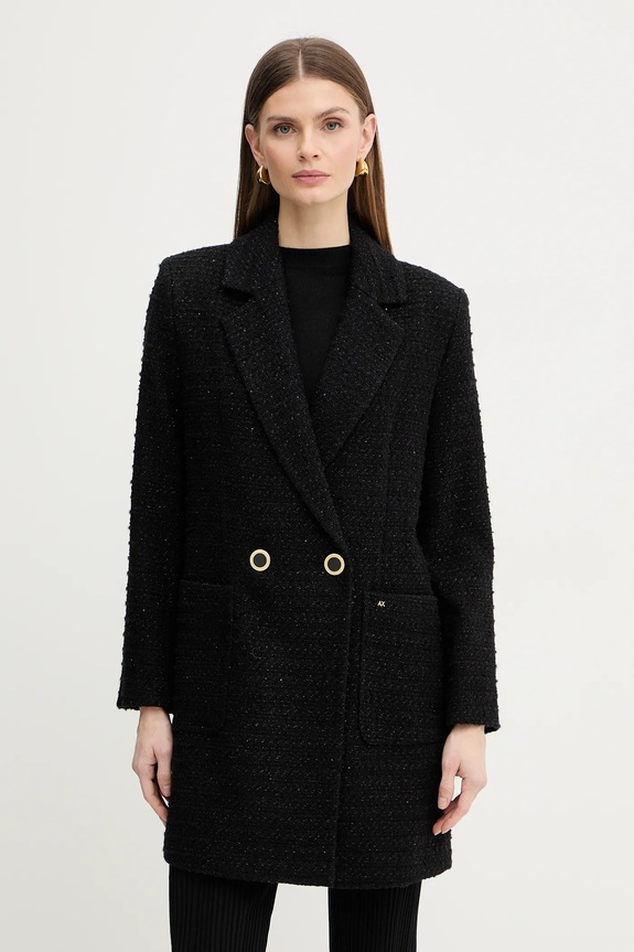 Kabát s prímesou vlny Armani Exchange nezateplené čierna XW001810.AF18997