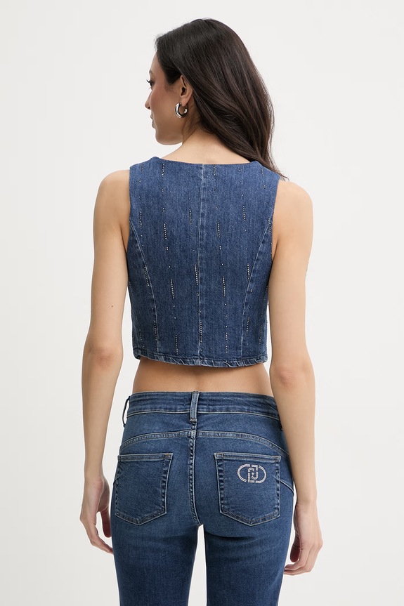Îmbrăcăminte Liu Jo vestă pentru femei, din denim UA6188.D0315 albastru