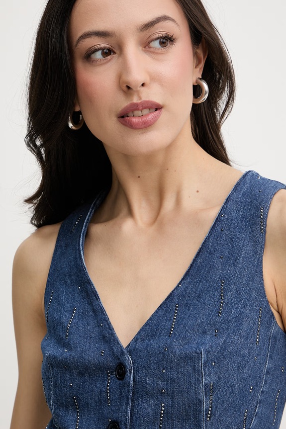 Liu Jo vestă pentru femei, din denim albastru UA6188.D0315