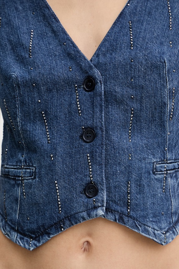 Liu Jo vestă pentru femei, din denim UA6188.D0315 albastru