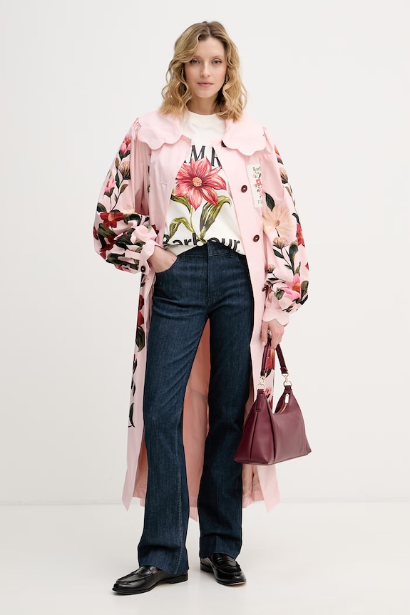 Barbour dámský kabát x Farm Rio LSP0333 růžová SS26