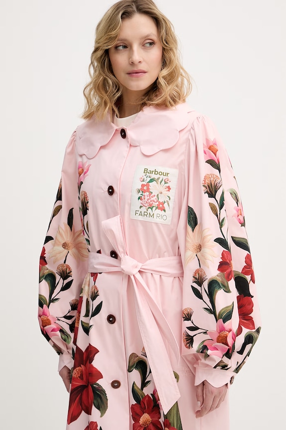 Barbour dámský kabát x Farm Rio růžová LSP0333