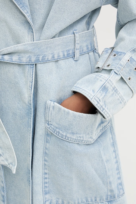 Gestuz trencz damski jeansowy 10911010 niebieski