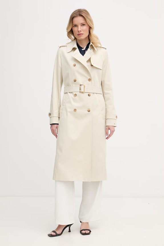Tommy Hilfiger trenčkot dámsky bavlnený béžová WW0WW48873