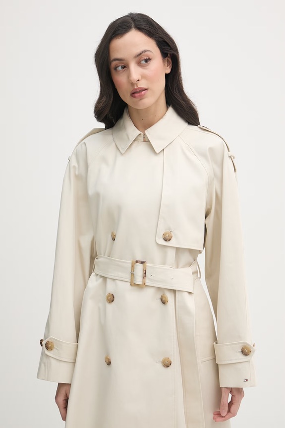 Tommy Hilfiger trencz damski bawełniany beżowy WW0WW50627