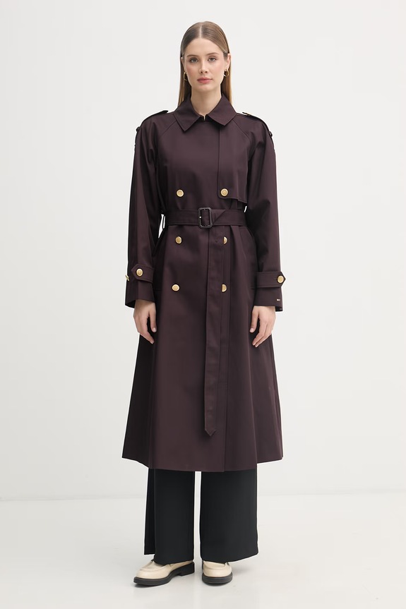 Tommy Hilfiger trencz damski bawełniany fioletowy WW0WW50627