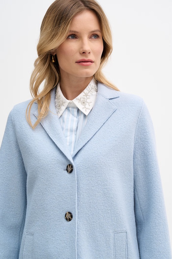 OUI płaszcz damski wełniany niebieski 79918.