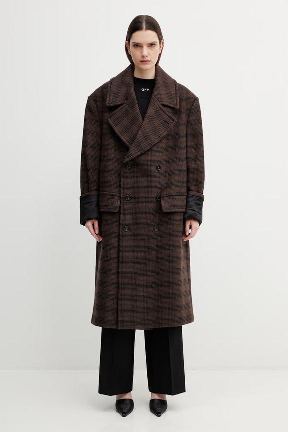 Палто с вълна MM6 Maison Margiela преходна изолация кафяв S52AA0190.M35472.M63