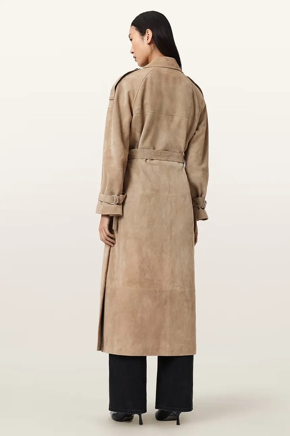 AllSaints trenčkot dámsky semišový REED SUEDE W005LE béžová SS26