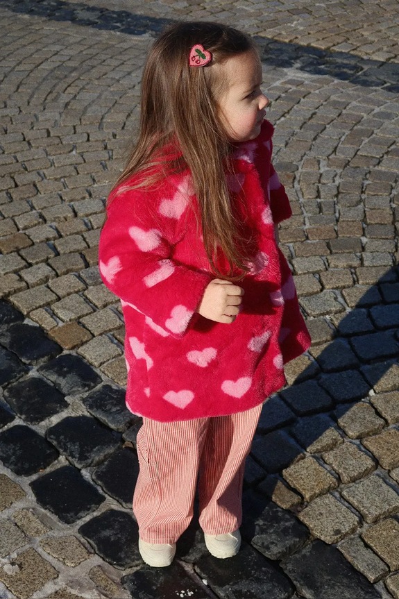 Konges Sløjd palton pentru copii FUZZIE COAT GRS cu captuseala rosu KS104302.PreSpring