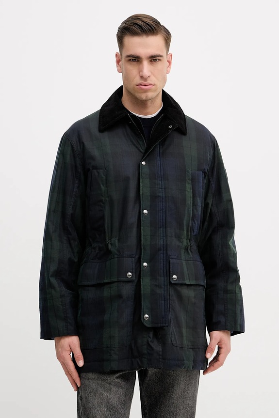 Bavlnená bunda Tommy Hilfiger parka tmavomodrá MW0MW42585