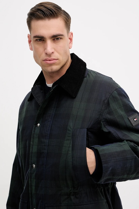 Bavlnená bunda Tommy Hilfiger tmavomodrá MW0MW42585