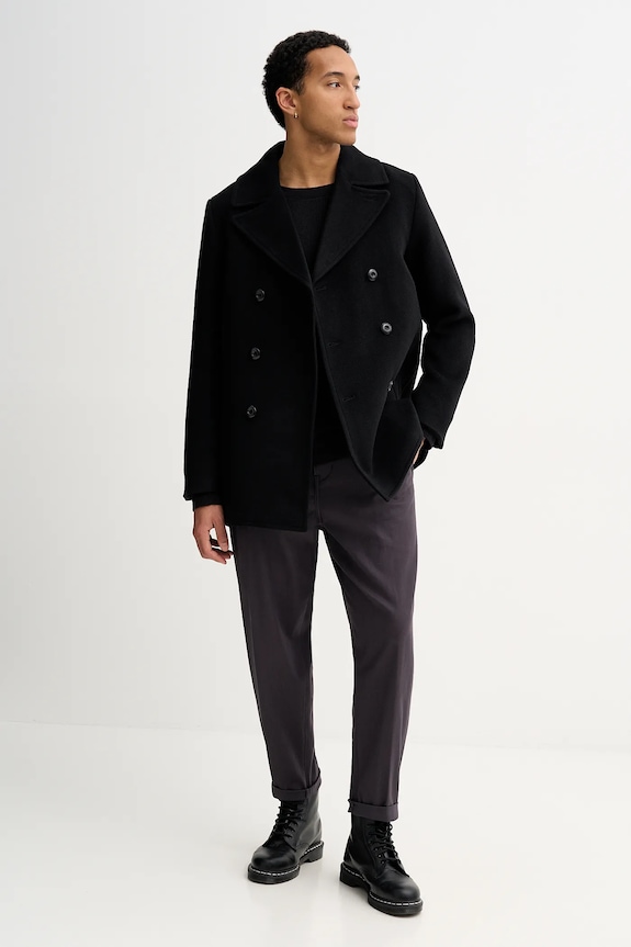 Kabát s prímesou vlny G-Star Wool Peacoat D27310.E155 čierna SS26