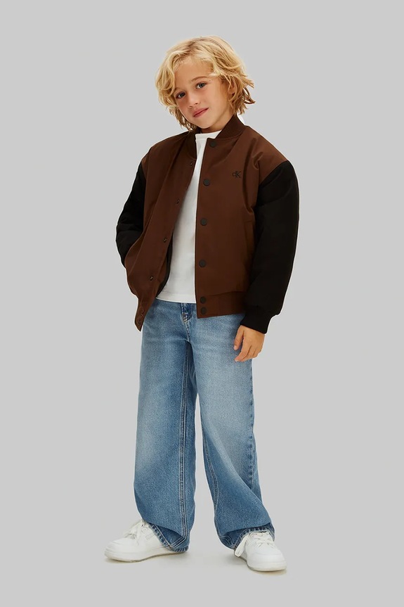 Αγορίστικα Παιδικό μπουφάν bomber Calvin Klein Jeans IB0IB02629.128.176.PPY2 καφέ