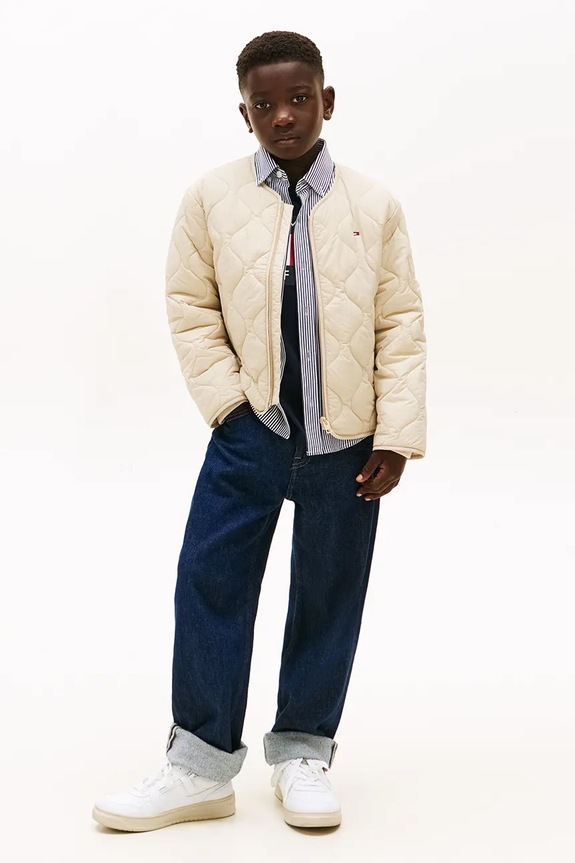 Detská bunda Tommy Hilfiger béžová KS0KS00731.128.176.PPY2