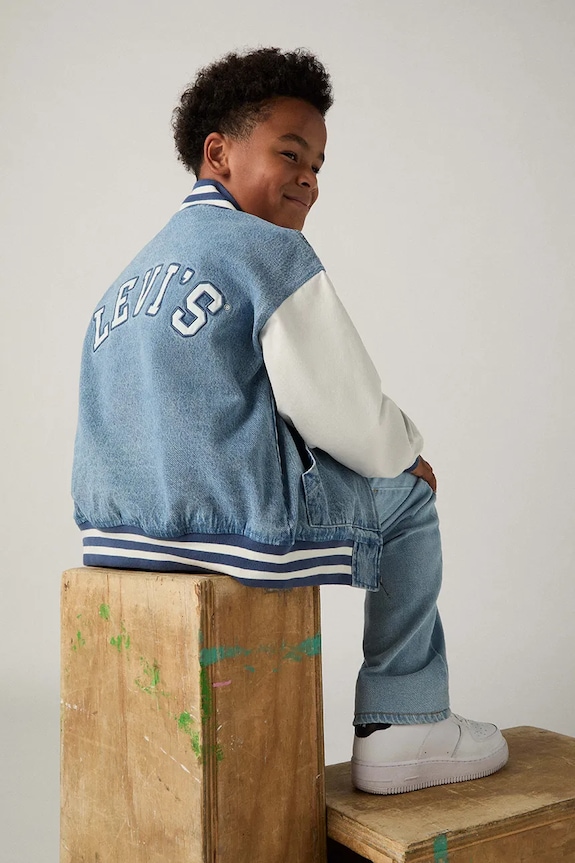 Levi's gyerek farmerkabát DENIM BOMBER JACKET nem bélelt kék 9EP681
