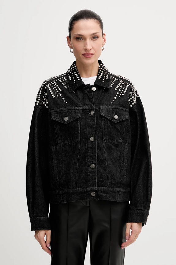 Gestuz giacca di jeans denim nero 10910794