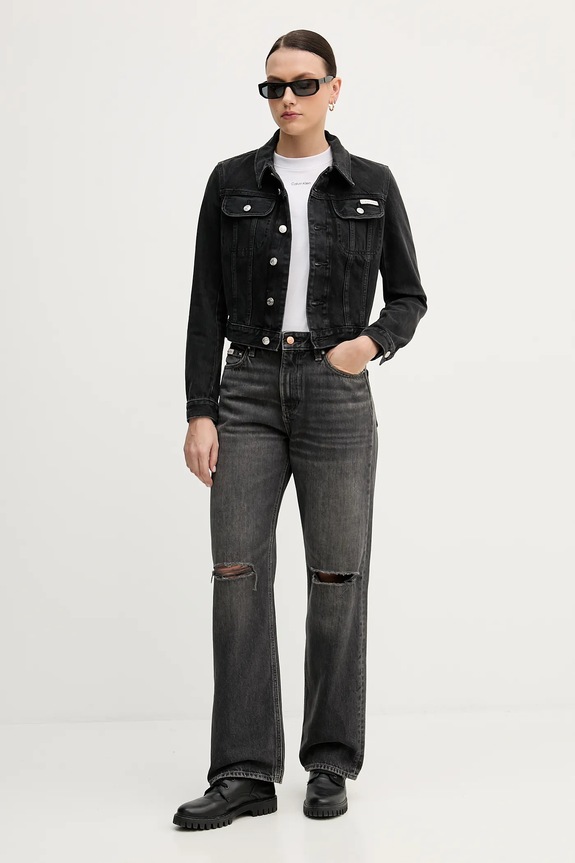 Τζιν μπουφάν Calvin Klein Jeans LV047C658G μαύρο SS26