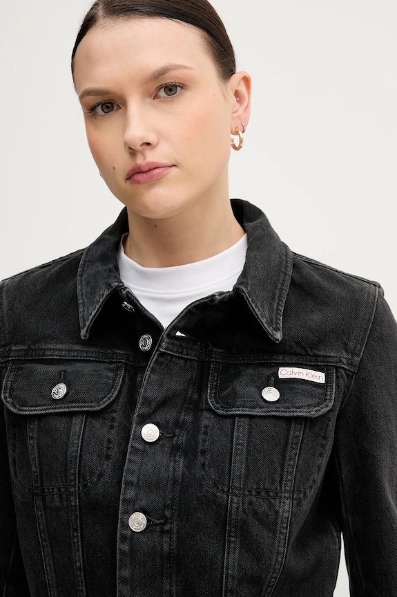 Τζιν μπουφάν Calvin Klein Jeans μαύρο LV047C658G
