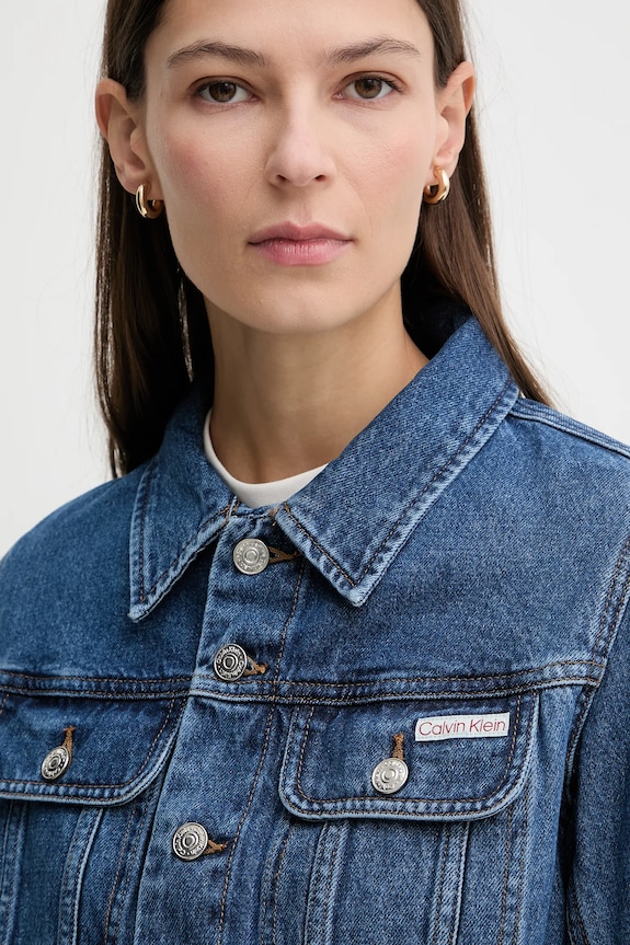 Rifľová bunda Calvin Klein Jeans modrá LV047E629G