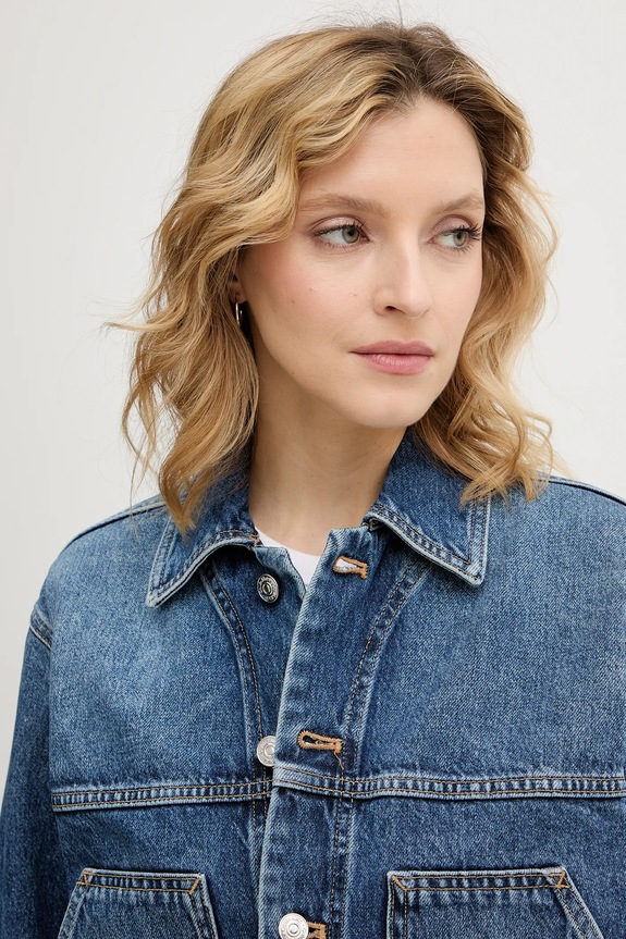 Rifľová bunda Calvin Klein Jeans modrá LV047E906G