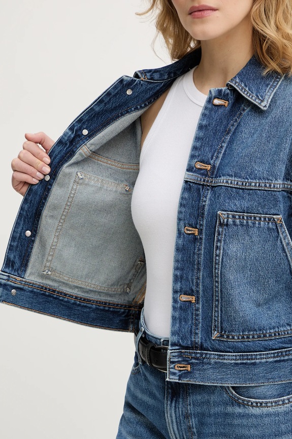 Rifľová bunda Calvin Klein Jeans LV047E906G modrá