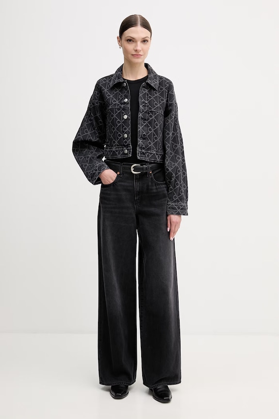 Rifľová bunda Calvin Klein Jeans LV047E621G čierna SS26