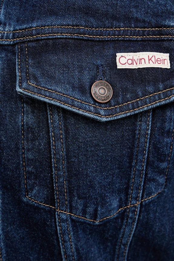 Rifľová bunda Calvin Klein Jeans LV047E903G tmavomodrá