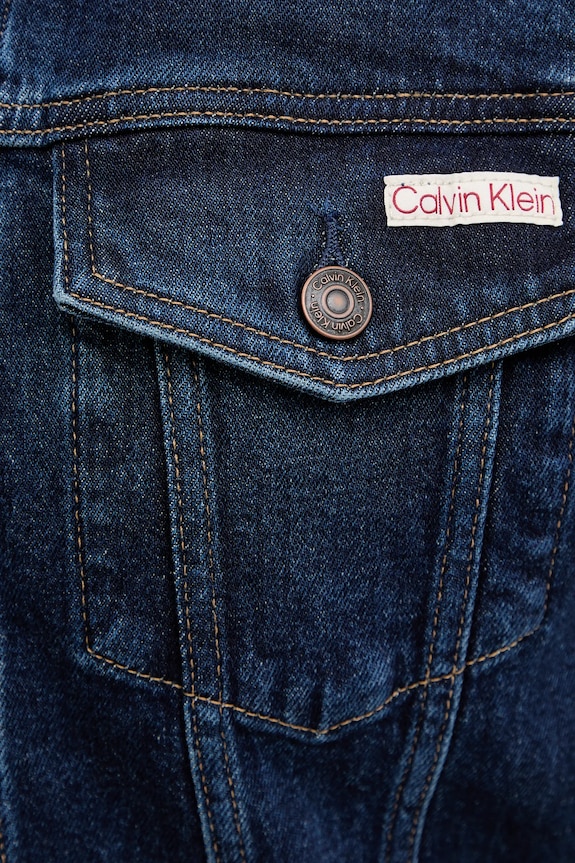 Rifľová bunda Calvin Klein Jeans LV047E903G tmavomodrá